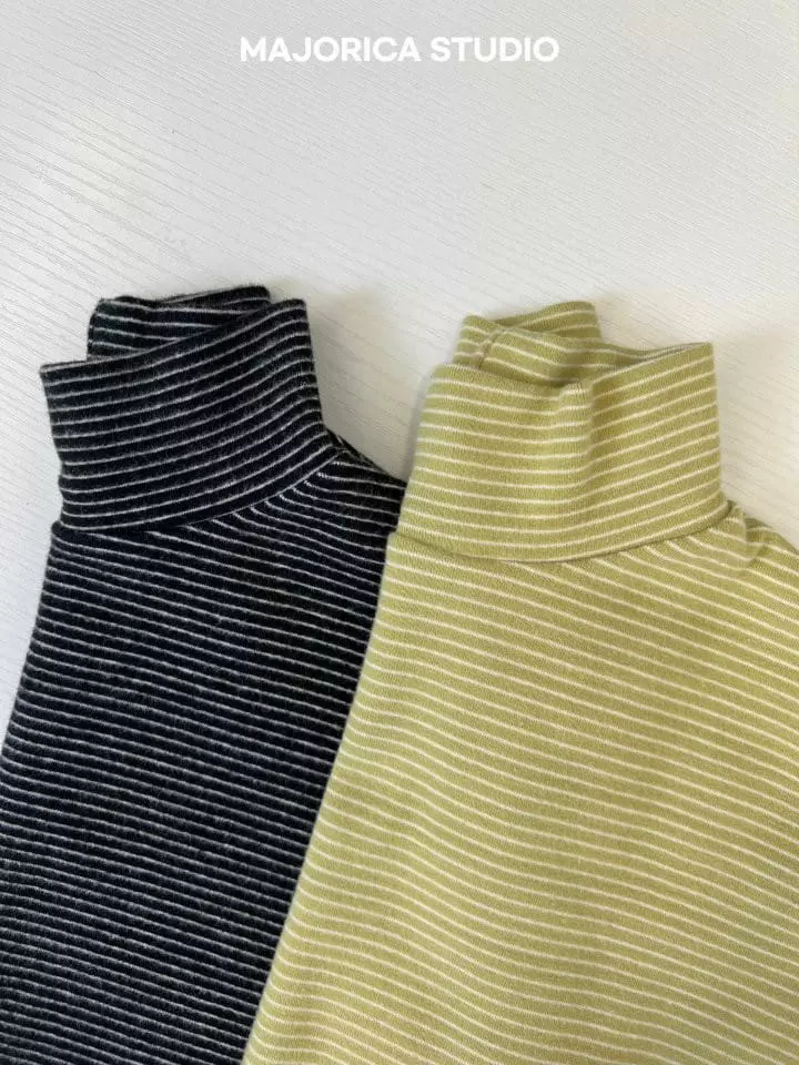 Majorica - Korean Children Fashion - #minifashionista - Stripes Half Turtleneck Tee - 12