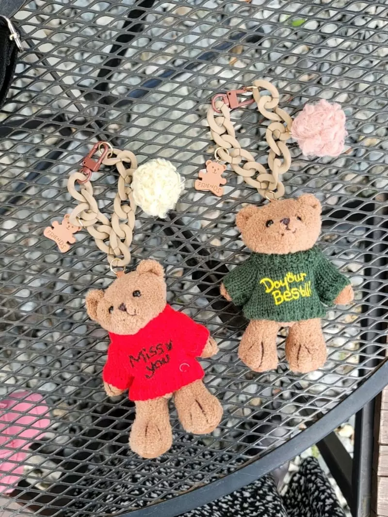 Makomaki - Korean Women Fashion - #momslook - Bear Chain Bag Ring - 2