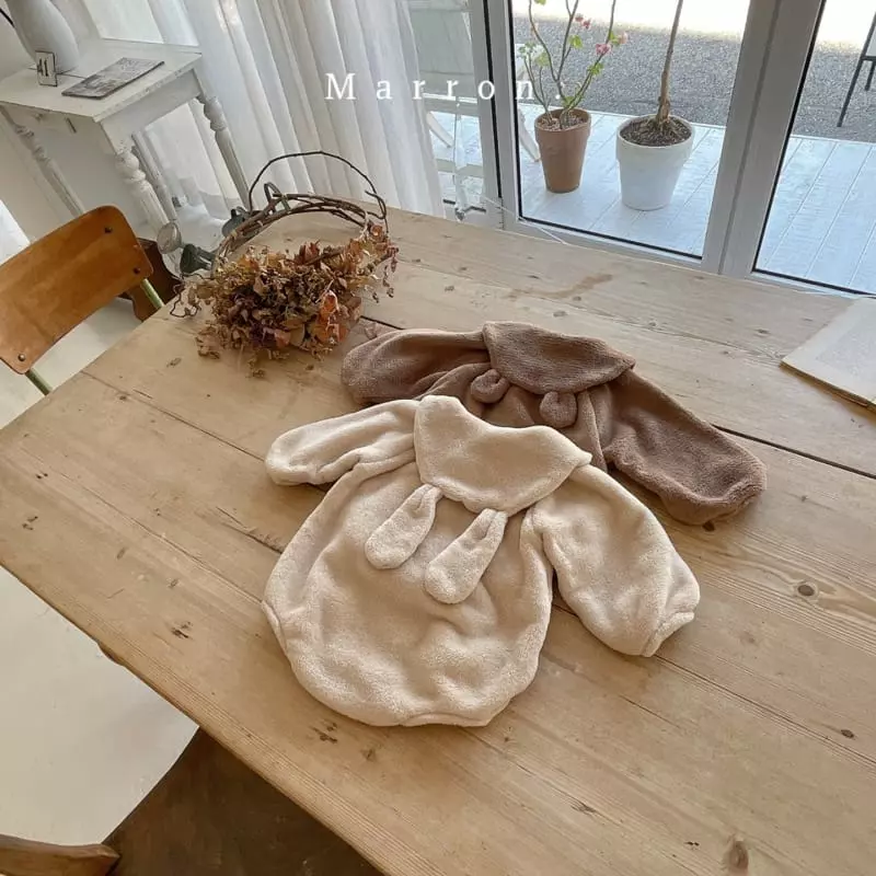 Marron. - Korean Baby Fashion - #babyboutique - Cozy Rabbit Bear Bodysuit - 10