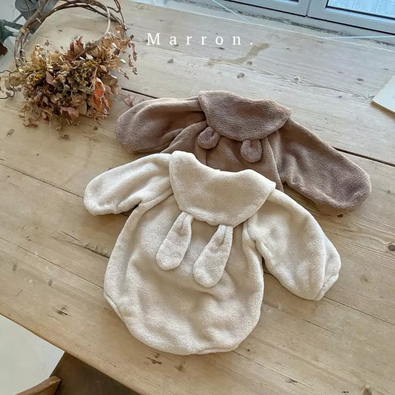 Marron. - Korean Baby Fashion - #babyboutique - Cozy Rabbit Bear Bodysuit - 9