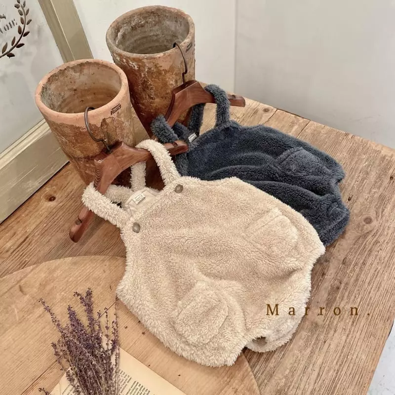 Marron. - Korean Baby Fashion - #babyboutique - Cozy Dungarees Bodysuit - 8