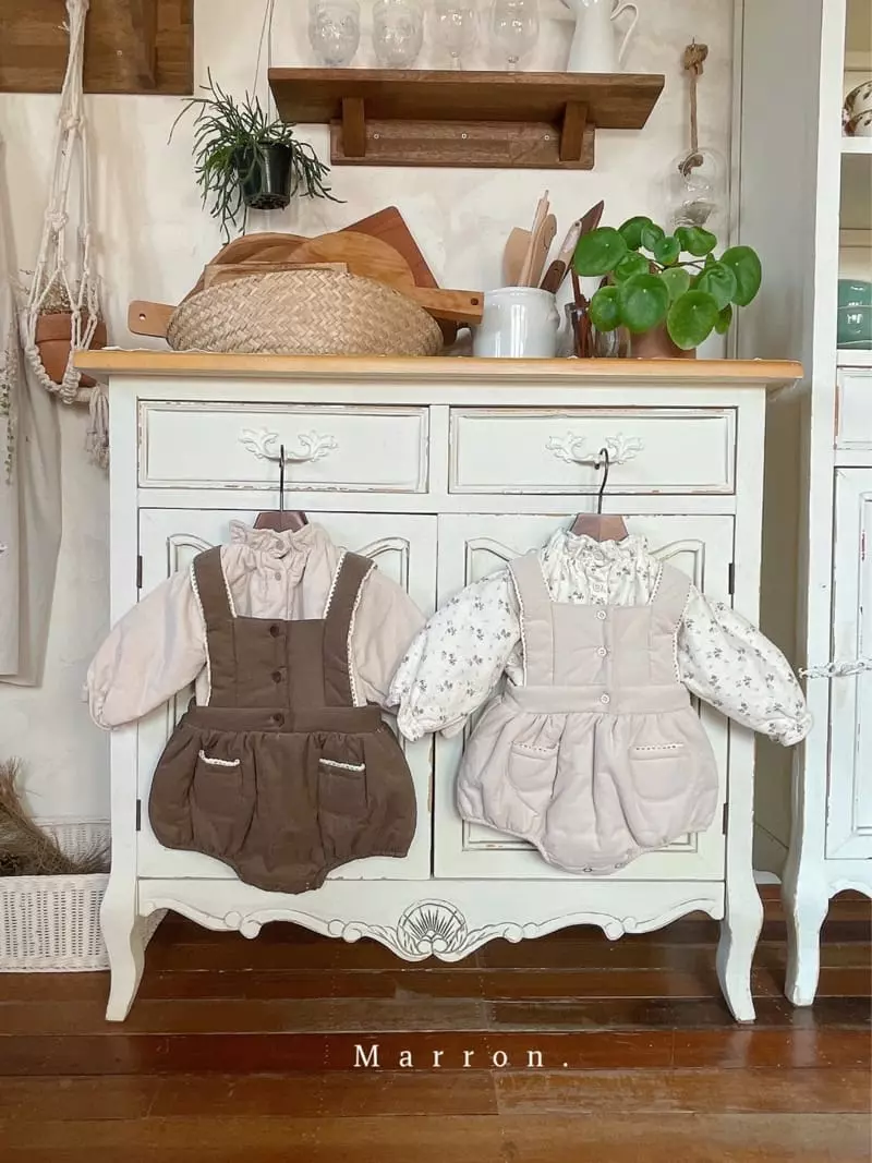 Marron. - Korean Baby Fashion - #babyboutique - Anna Som Bonding Dungarees Bodysuit - 6