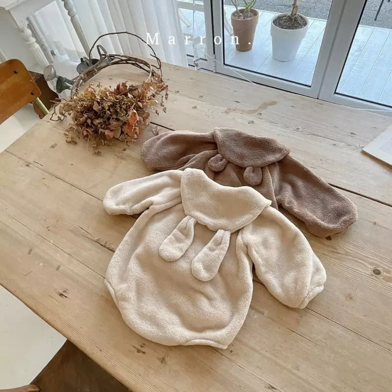 Marron. - Korean Baby Fashion - #babyboutiqueclothing - Cozy Rabbit Bear Bodysuit - 11