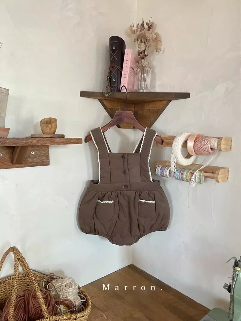 Marron. - Korean Baby Fashion - #babyboutiqueclothing - Anna Som Bonding Dungarees Bodysuit - 8