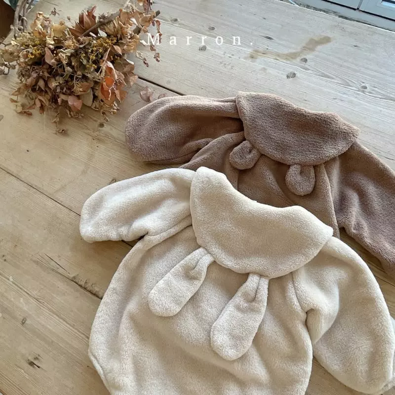 Marron. - Korean Baby Fashion - #babyclothing - Cozy Rabbit Bear Bodysuit - 12
