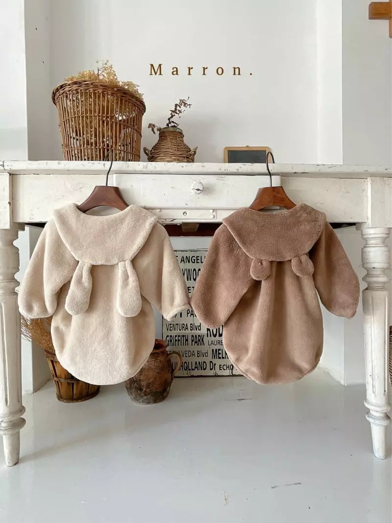 Marron. - Korean Baby Fashion - #babyoninstagram - Cozy Rabbit Bear Bodysuit - 2