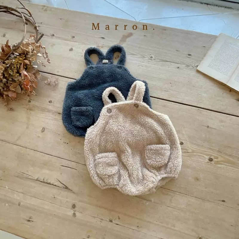 Marron. - Korean Baby Fashion - #babyootd - Cozy Dungarees Bodysuit - 2