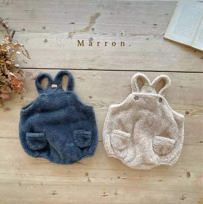 Marron. - Korean Baby Fashion - #babyoutfit - Cozy Dungarees Bodysuit - 4