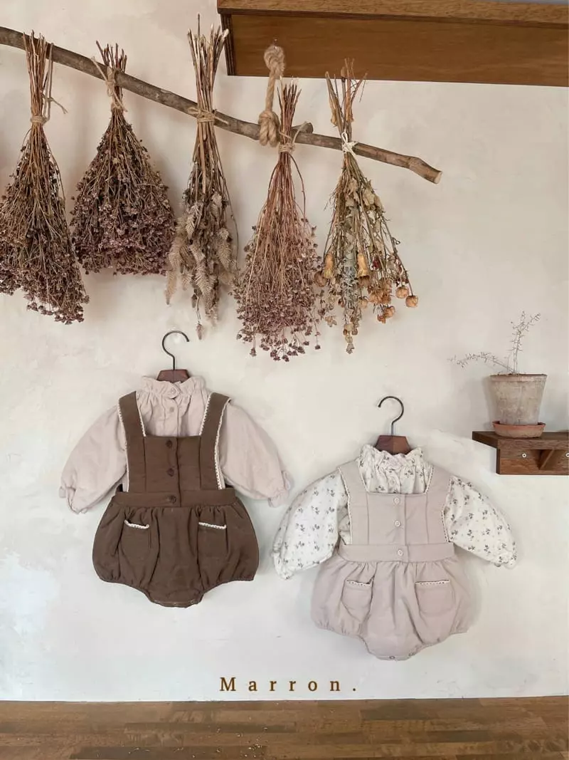 Marron. - Korean Baby Fashion - #babyoutfit - Anna Som Bonding Dungarees Bodysuit