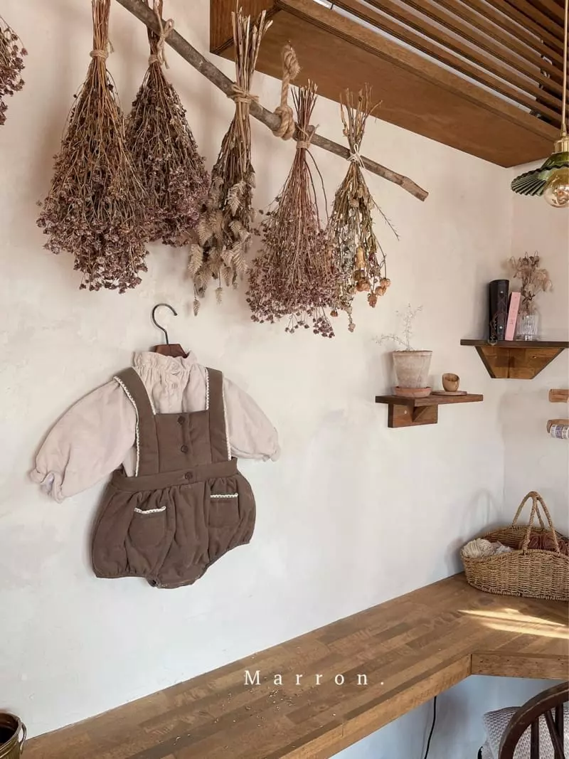 Marron. - Korean Baby Fashion - #babyoutfit - Anna Som Bonding Dungarees Bodysuit - 2