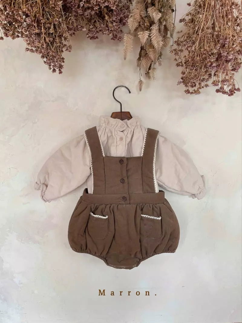 Marron. - Korean Baby Fashion - #babywear - Anna Som Bonding Dungarees Bodysuit - 3