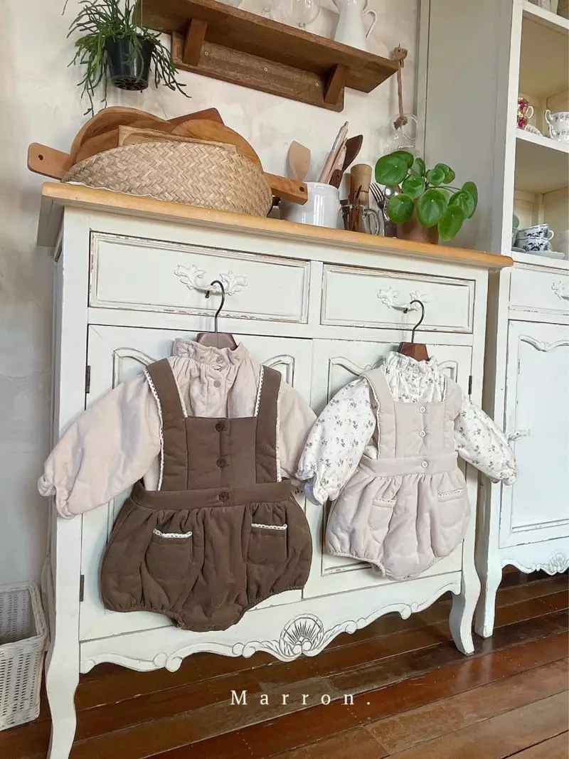 Marron. - Korean Baby Fashion - #babywear - Anna Som Bonding Dungarees Bodysuit - 4