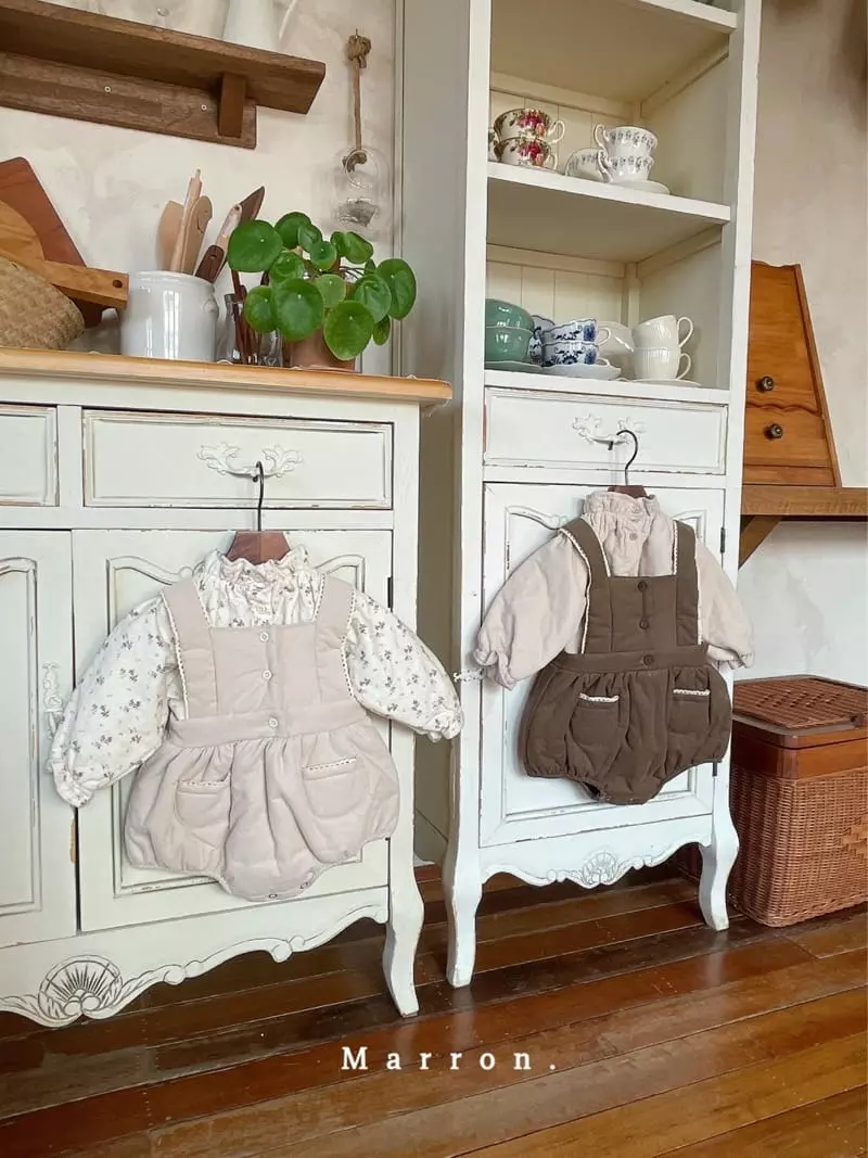 Marron. - Korean Baby Fashion - #onlinebabyshop - Anna Som Bonding Dungarees Bodysuit - 5