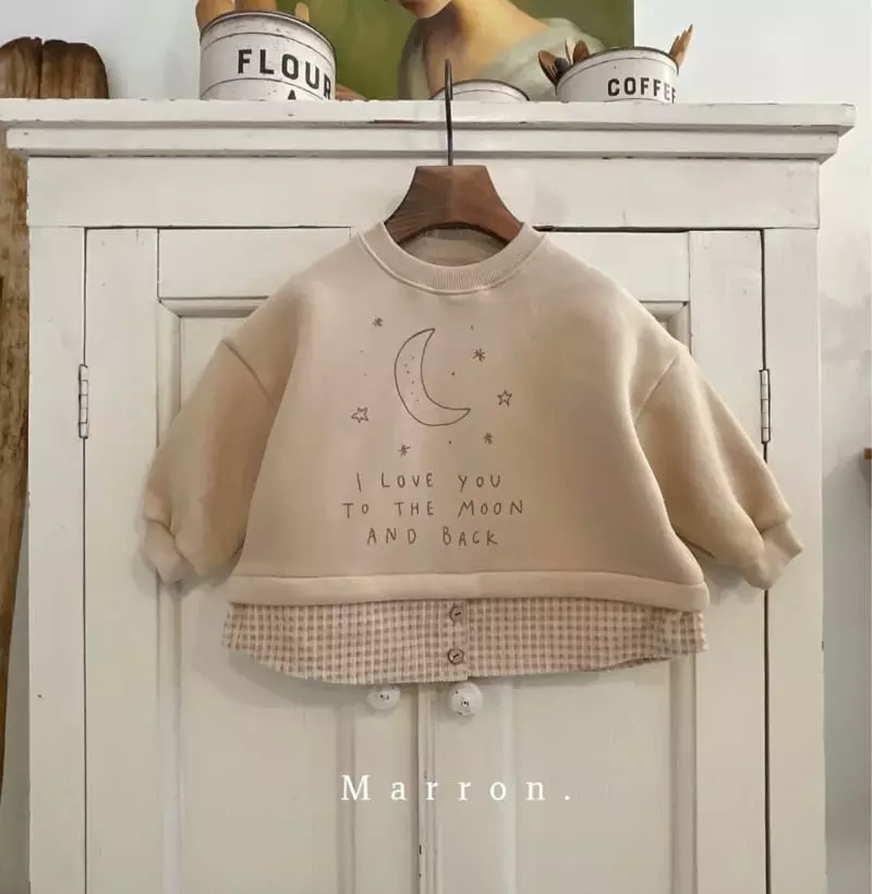 Marron. - Korean Children Fashion - #childofig - Fleece Moon Layered Sweatshirt - 8