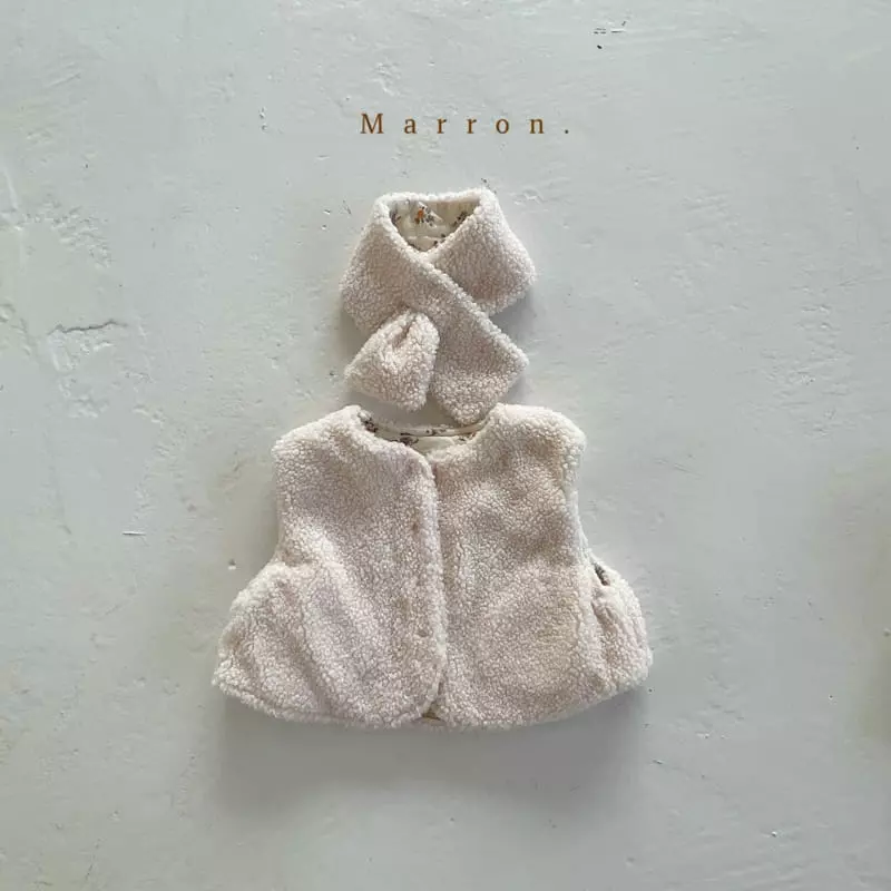 Marron. - Korean Children Fashion - #childrensboutique - Bboglei Vest Muffler Set - 11