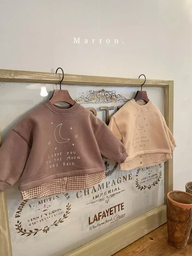 Marron. - Korean Children Fashion - #childrensboutique - Fleece Moon Layered Sweatshirt - 9