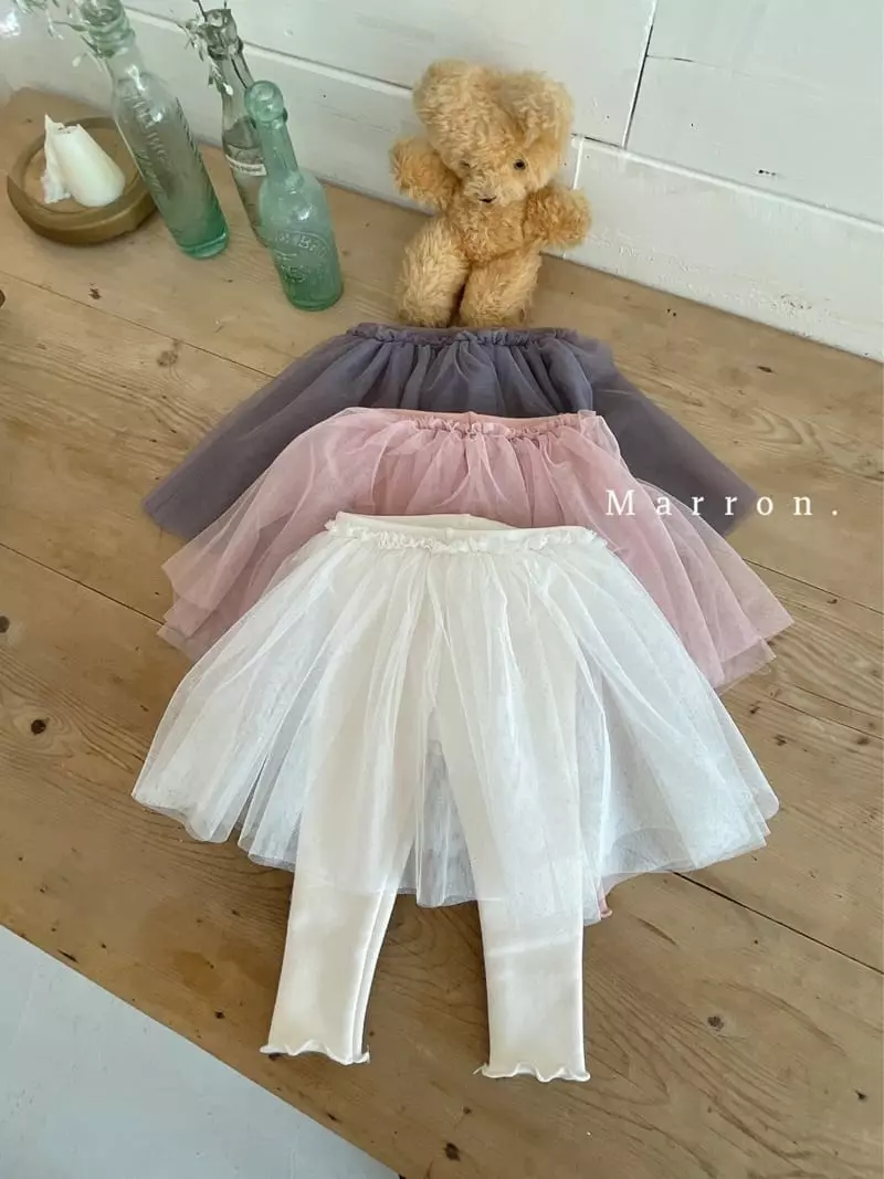 Marron. - Korean Children Fashion - #designkidswear - Fleece Mesh Leggings Ivory - 3