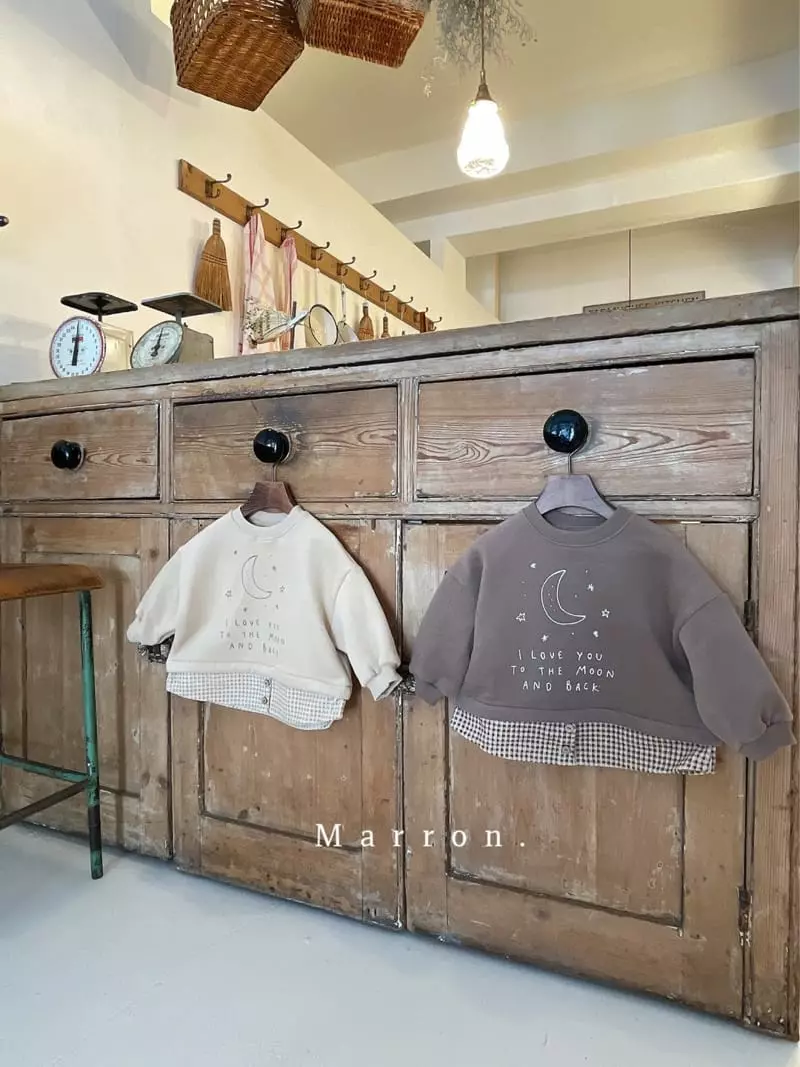 Marron. - Korean Children Fashion - #fashionkids - Fleece Moon Layered Sweatshirt - 12