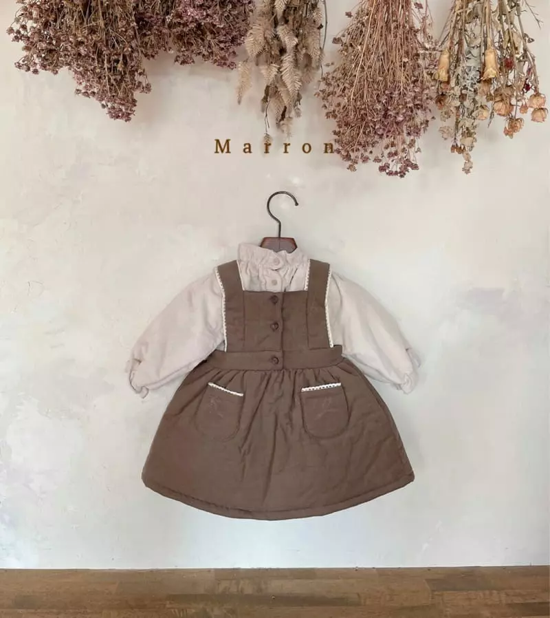 Marron. - Korean Children Fashion - #kidsshorts - Anna Som Bonding Dungarees One-piece - 2