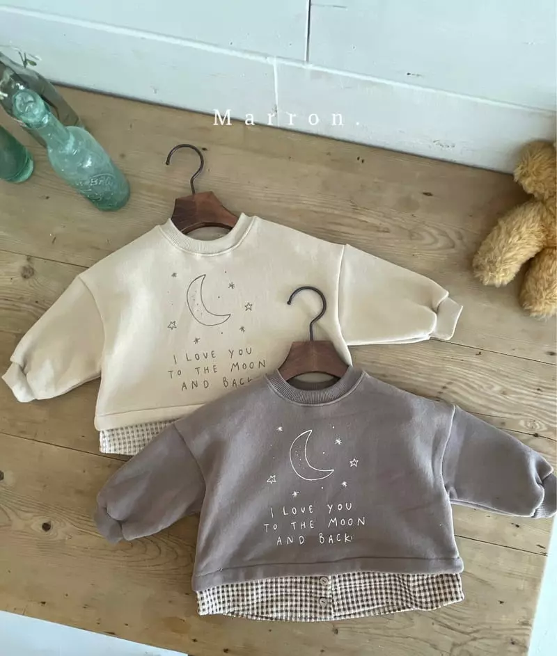 Marron. - Korean Children Fashion - #littlefashionista - Fleece Moon Layered Sweatshirt