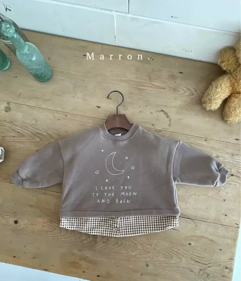 Marron. - Korean Children Fashion - #magicofchildhood - Fleece Moon Layered Sweatshirt - 2