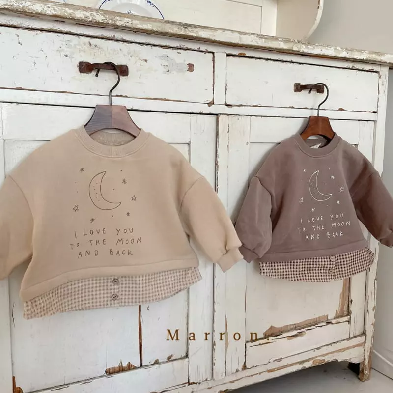 Marron. - Korean Children Fashion - #stylishchildhood - Fleece Moon Layered Sweatshirt - 7