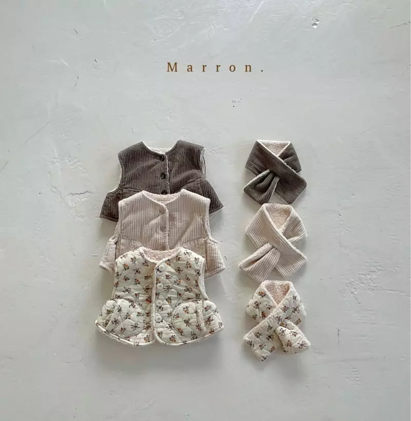 Marron. - Korean Children Fashion - #todddlerfashion - Bboglei Vest Muffler Set - 7