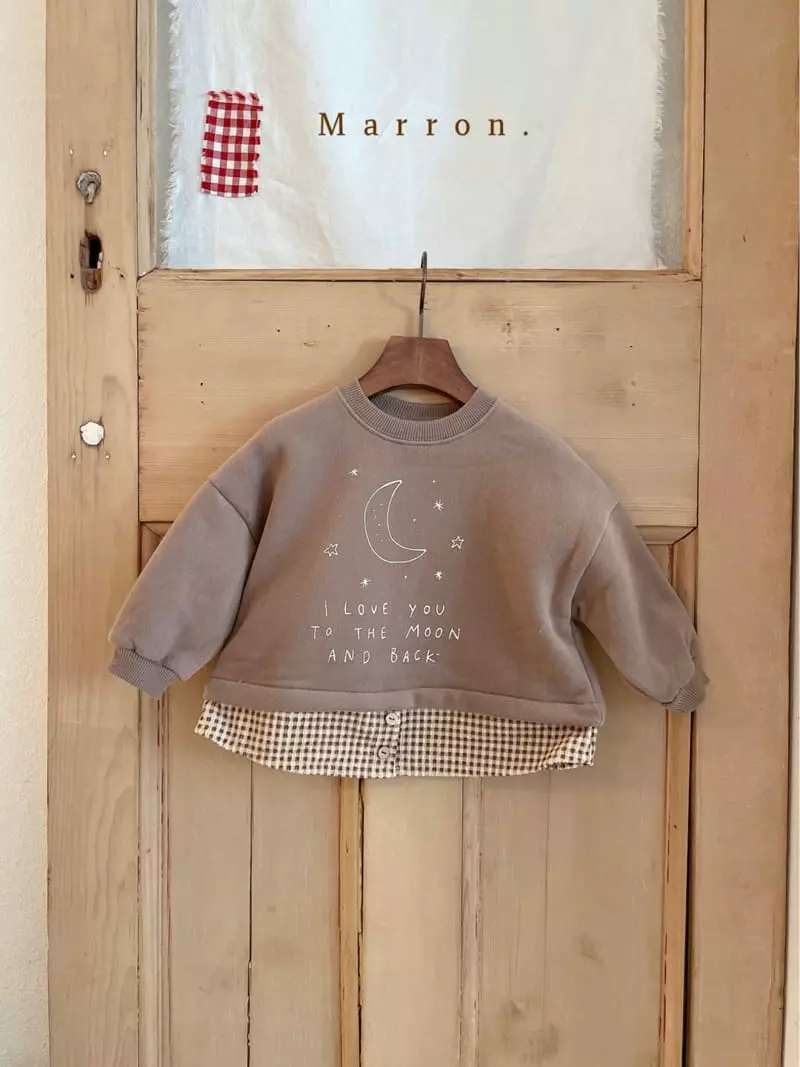 Marron. - Korean Children Fashion - #todddlerfashion - Fleece Moon Layered Sweatshirt - 5