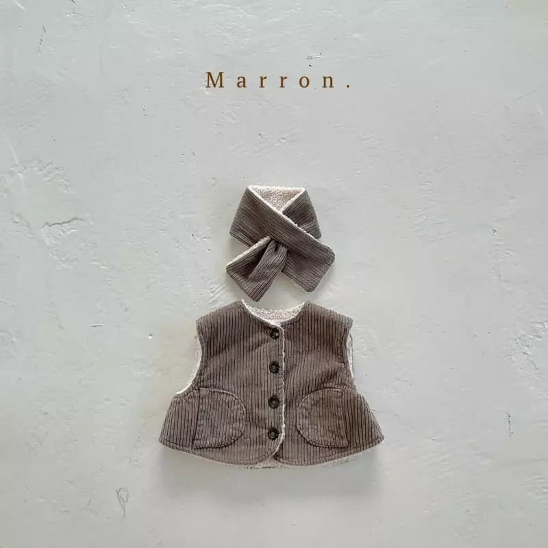 Marron. - Korean Children Fashion - #toddlerclothing - Bboglei Vest Muffler Set - 8