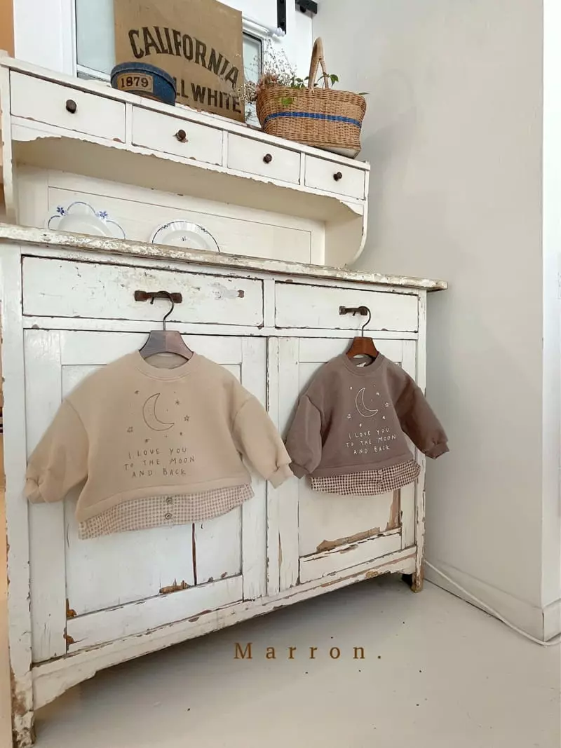 Marron. - Korean Children Fashion - #toddlerclothing - Fleece Moon Layered Sweatshirt - 6