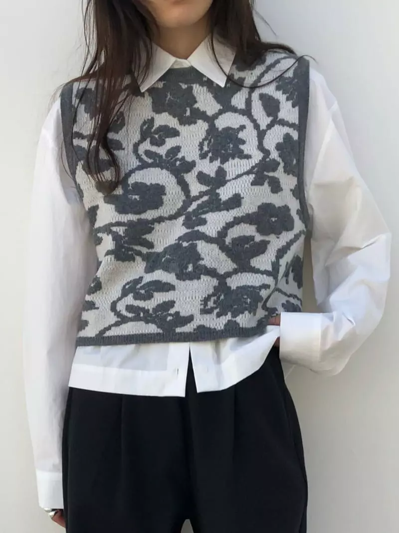 Matilda - Korean Women Fashion - #momslook - Jacquard Vest - 7