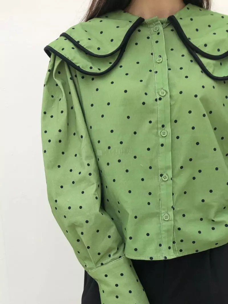 Matilda - Korean Women Fashion - #pursuepretty - Dot Rib Shirt - 5