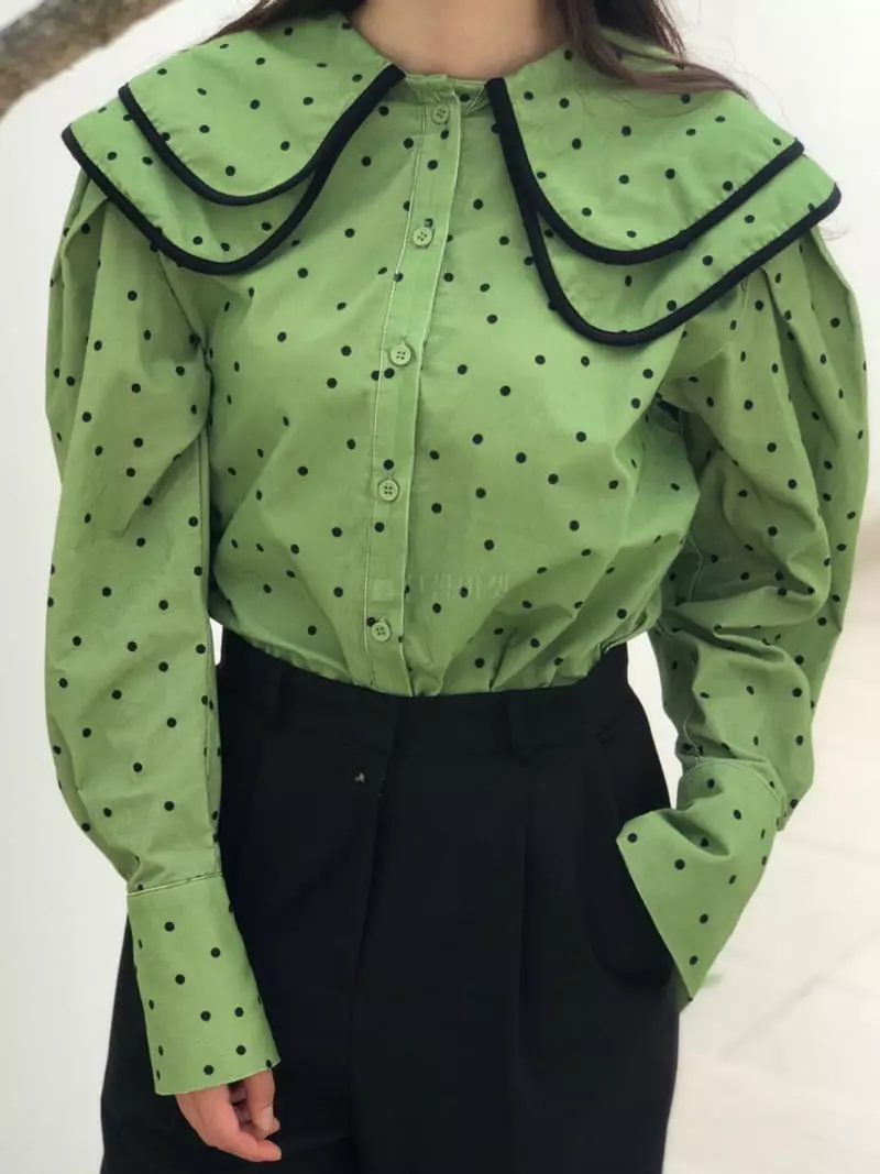 Matilda - Korean Women Fashion - #restrostyle - Dot Rib Shirt - 6