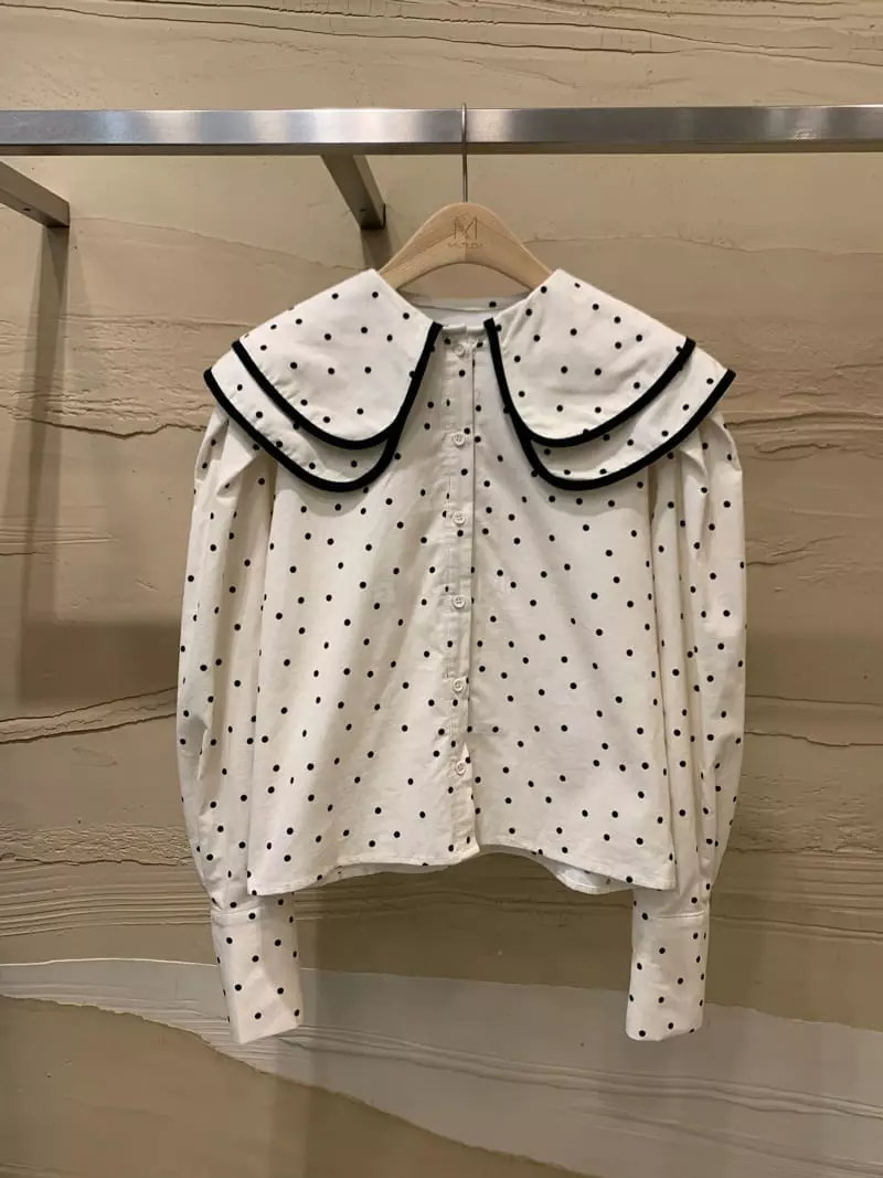 Matilda - Korean Women Fashion - #vintageinspired - Dot Rib Shirt - 3