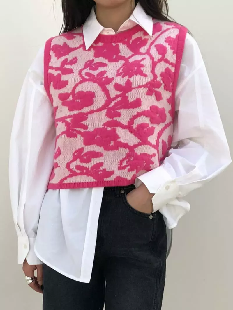 Matilda - Korean Women Fashion - #womensfashion - Jacquard Vest - 2