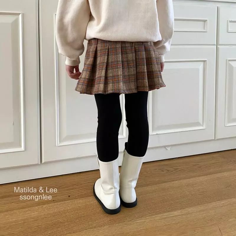 Matilda & Lee - Korean Children Fashion - #childrensboutique - Check Skirt Leggings - 7