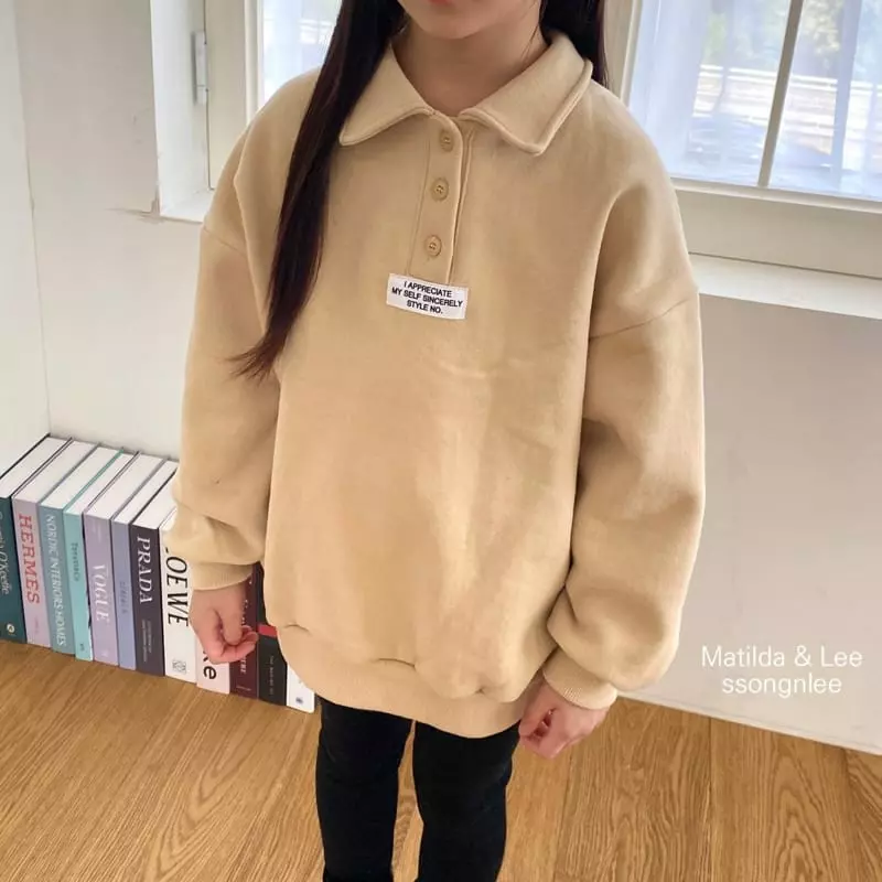 Matilda & Lee - Korean Children Fashion - #discoveringself - Label Collar Sweatshirt - 4