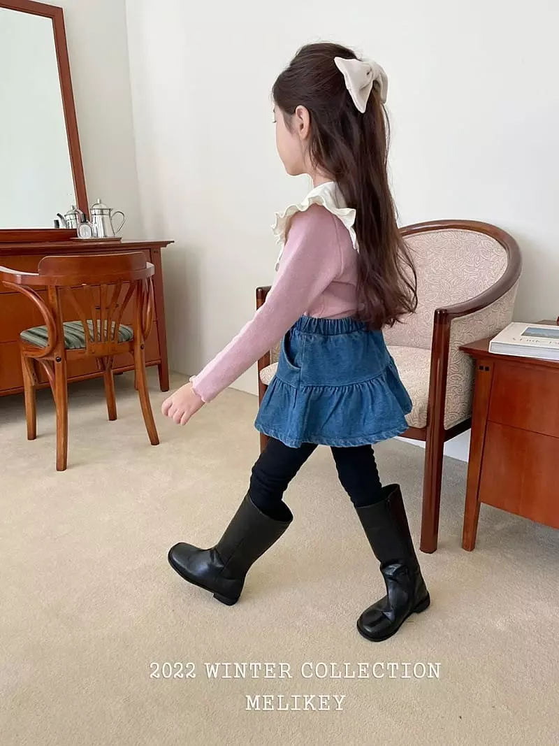Melikey - Korean Children Fashion - #Kfashion4kids - Denim Skirt Leggings - 2