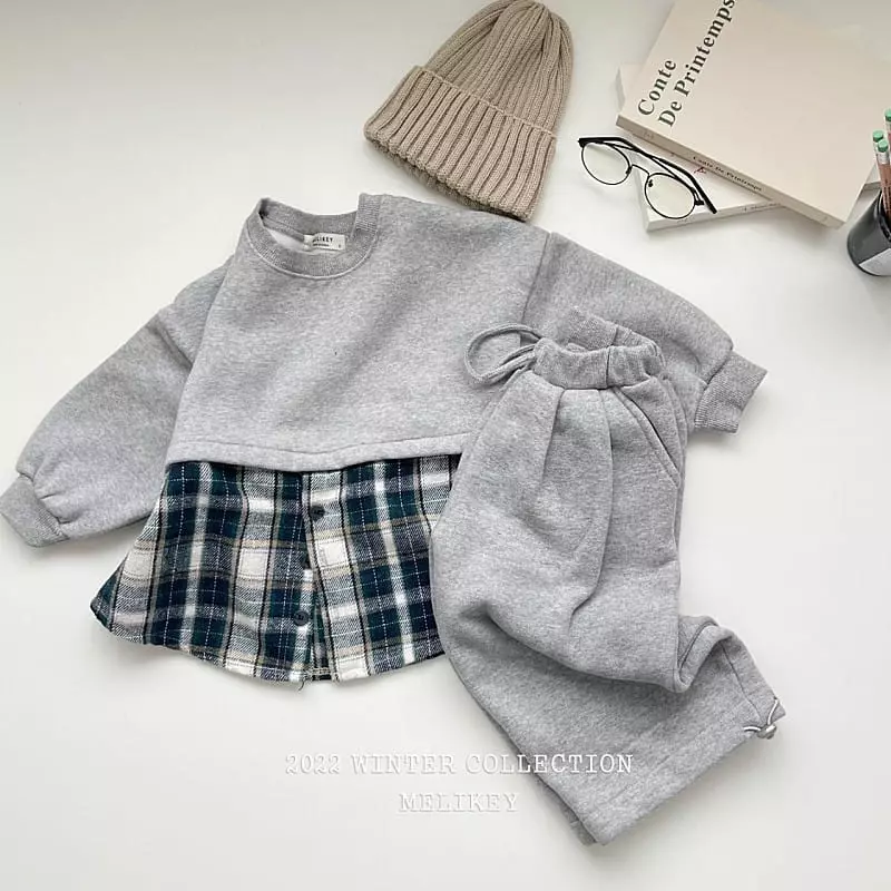 Melikey - Korean Children Fashion - #Kfashion4kids - Check Color Sweatshirt - 2
