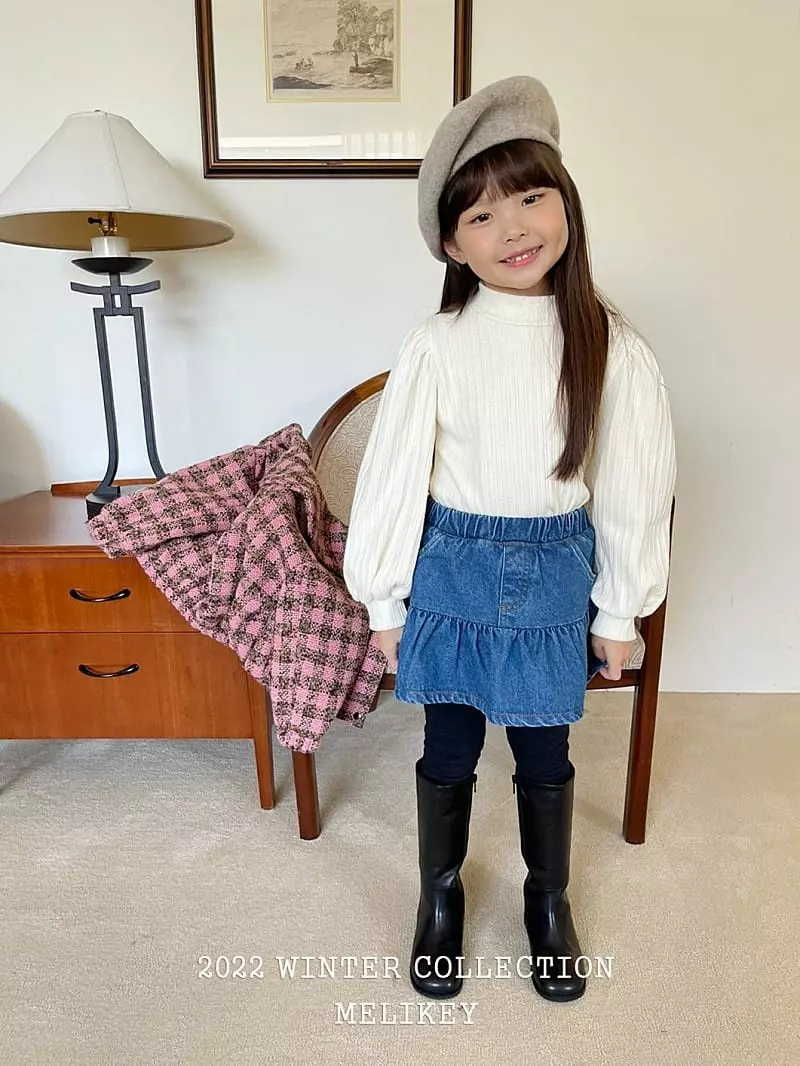Melikey - Korean Children Fashion - #childofig - Denim Skirt Leggings - 7