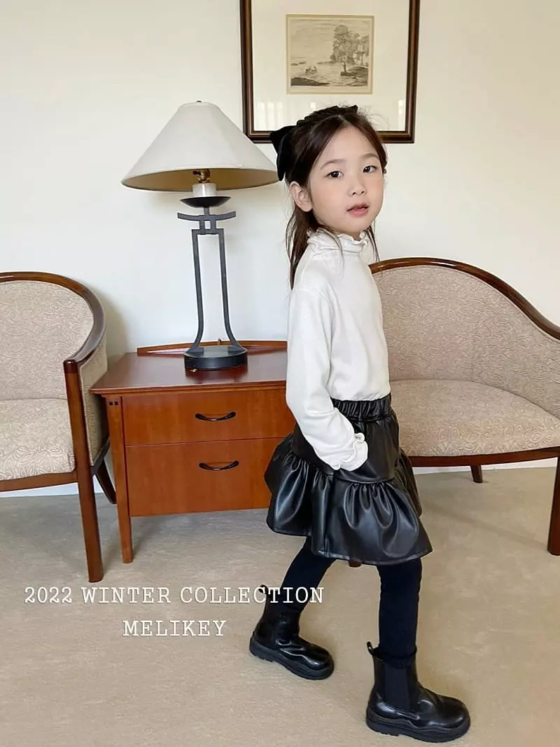 Melikey - Korean Children Fashion - #childofig - Leather Skirt Leggings - 4