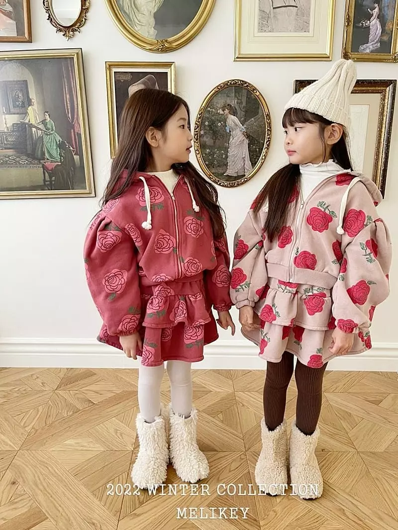 Melikey - Korean Children Fashion - #childrensboutique - Big Rose Hoody Set Up - 2