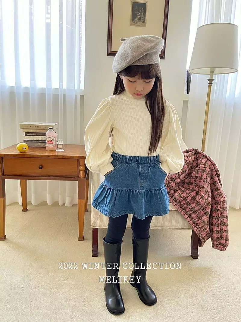 Melikey - Korean Children Fashion - #childrensboutique - Denim Skirt Leggings - 9