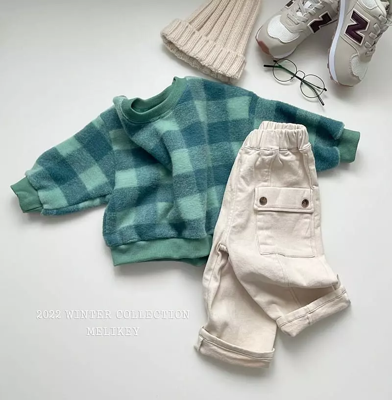 Melikey - Korean Children Fashion - #childrensboutique - Bbosong Check Sweatshirt - 4