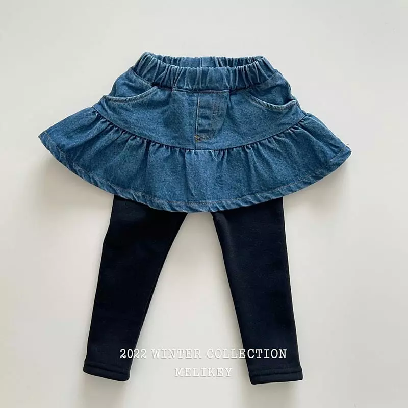 Melikey - Korean Children Fashion - #designkidswear - Denim Skirt Leggings - 10