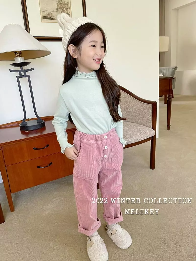 Melikey - Korean Children Fashion - #designkidswear - Button Rib Fleece Pants - 8