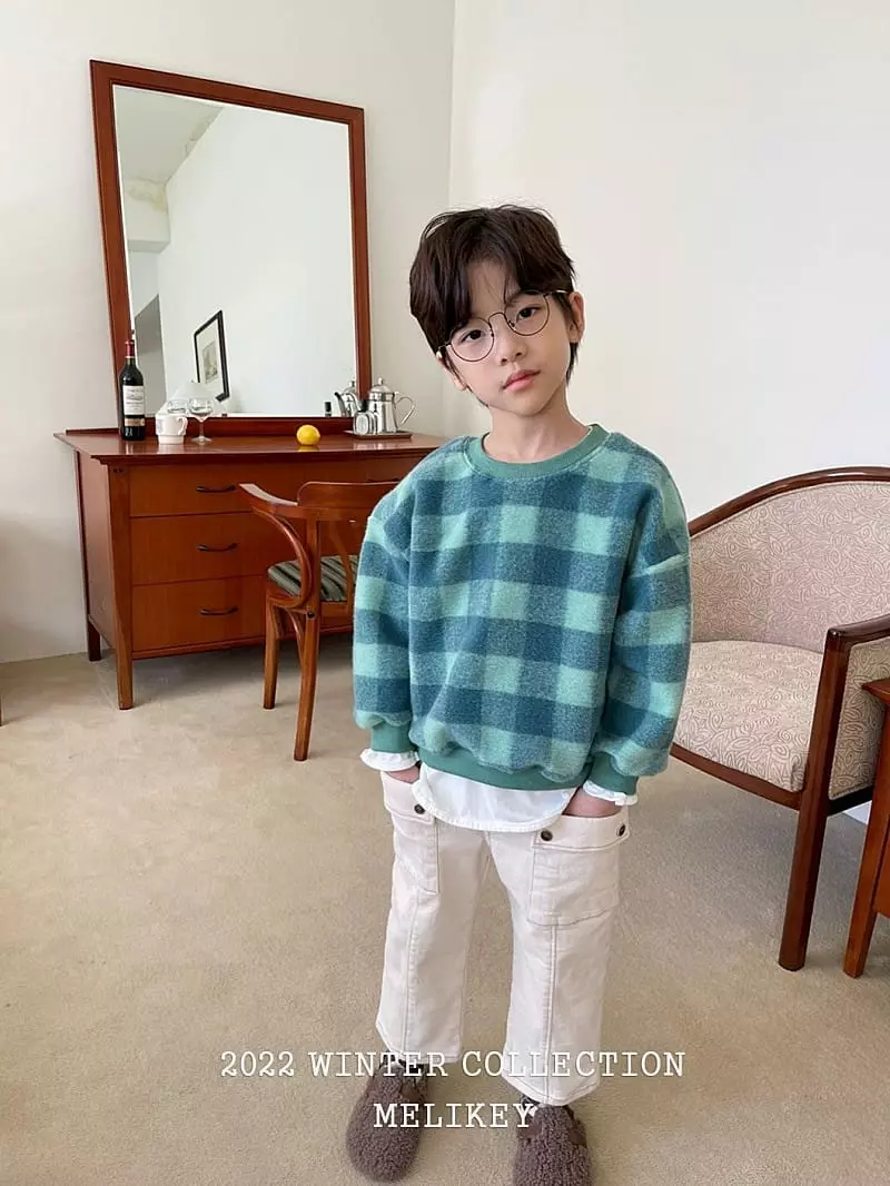 Melikey - Korean Children Fashion - #kidsshorts - Bbosong Check Sweatshirt - 7