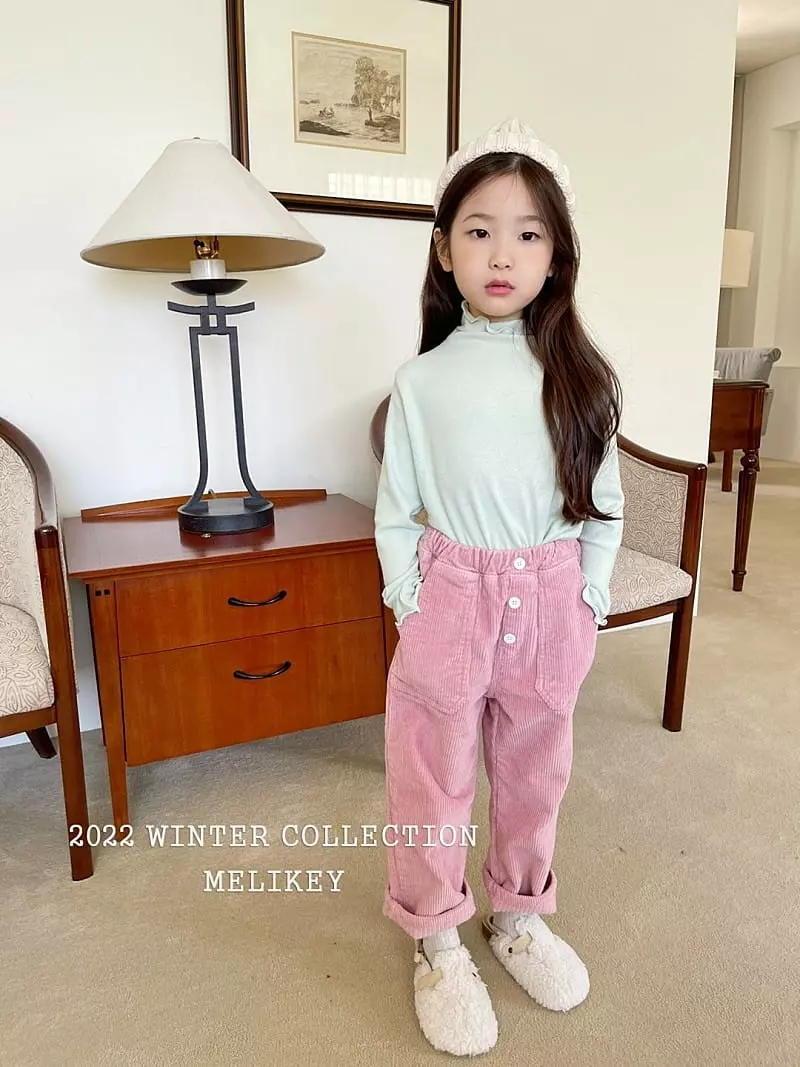 Melikey - Korean Children Fashion - #kidsshorts - Button Rib Fleece Pants - 11