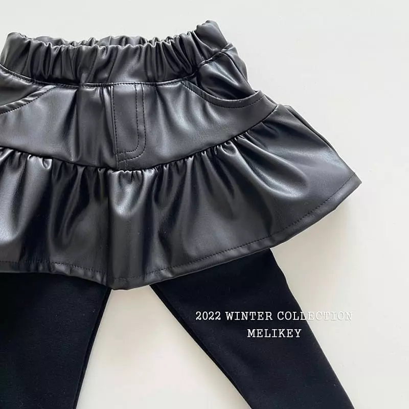 Melikey - Korean Children Fashion - #kidsshorts - Leather Skirt Leggings - 9