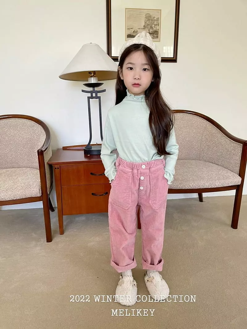 Melikey - Korean Children Fashion - #kidsstore - Button Rib Fleece Pants - 12
